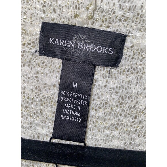 Karen Brooks fairy whimsical Gold Metallic Knit lagen Waterfall Cardigan New - Picture 5 of 8